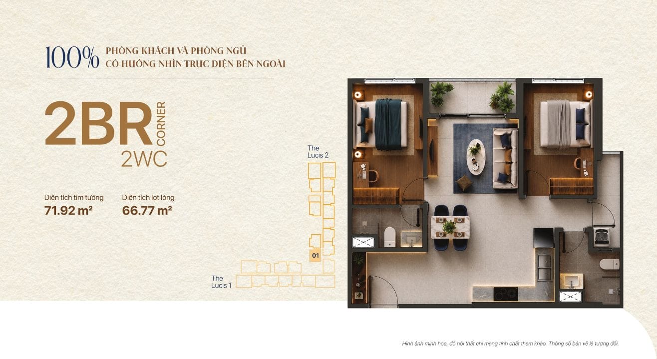 Căn hộ 2 Phòng Ngủ TT Genesis